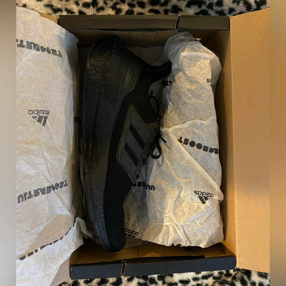 Adidas UltraBoost 21, Prime Blue, made from recycled ocean plastic, Triple Black